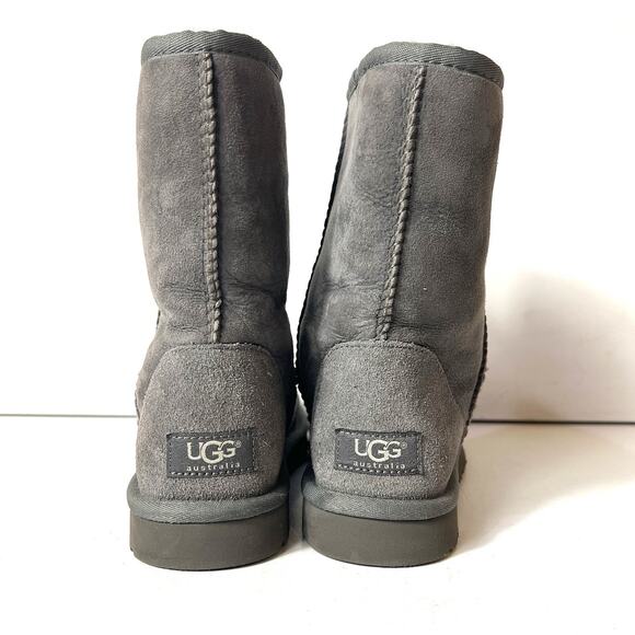 UGG Australia Gray Suede Winter Boots Sheepskin Lining Women Size 7 Pull On Shoe - Picture 8 of 11